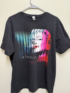 Madonna Graphic Tee - Black with Multicolor Portrait